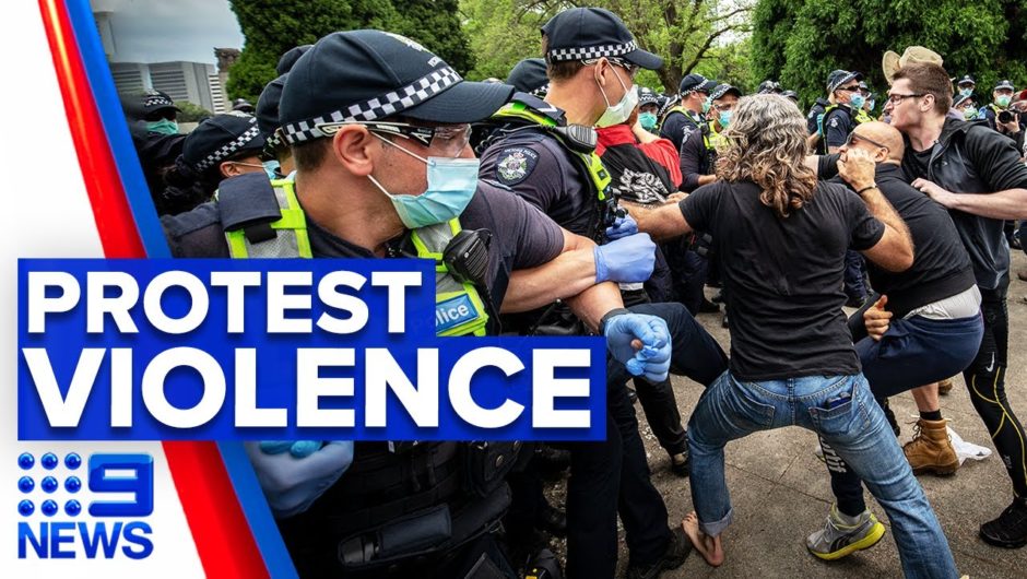 Coronavirus: Anti-lockdown protest erupts in violence | 9 News Australia