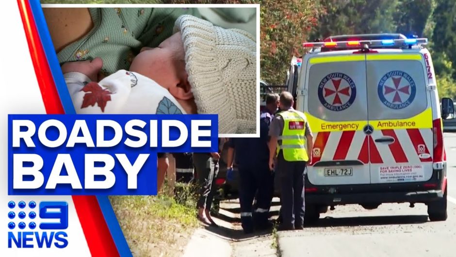 Woman gives birth on side of motorway | 9 News Australia