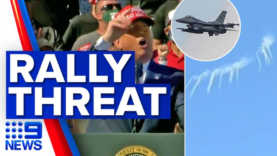 Fighter jets called in to protect Trump rally | 9 News Australia