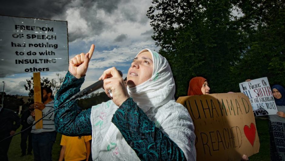 Canberra Muslims protest President Macron outside French Embassy | The Canberra Times