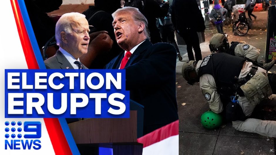 US on edge as violence escalates amid Trump legal challenge | 9 News Australia