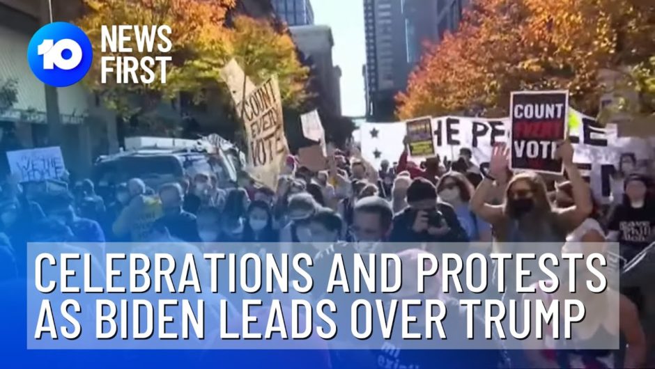 Celebrations And Protests As Biden Leads Over Trump