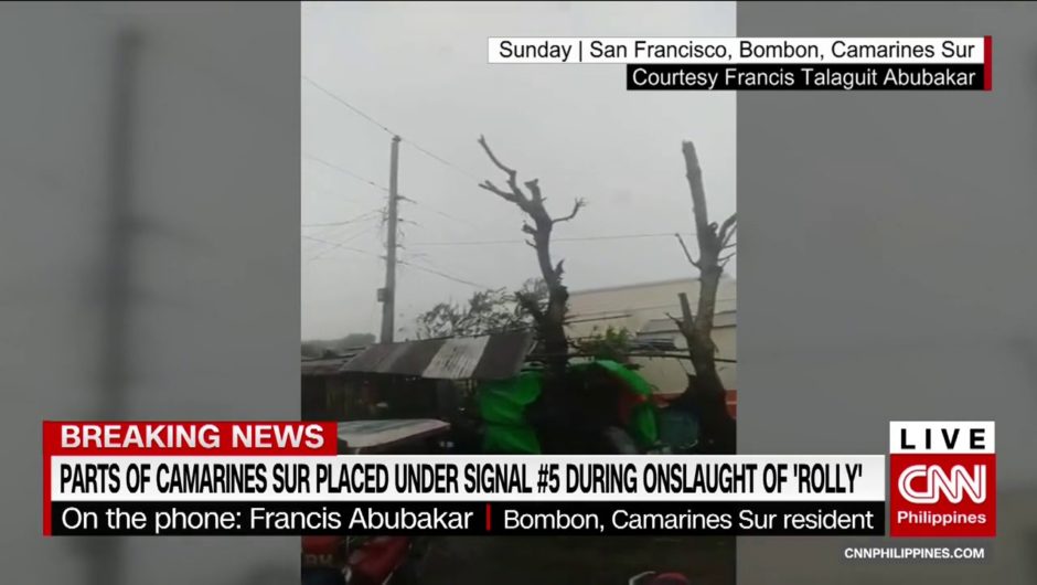 Parts of Camarines Sur placed under signal #5 during onslaught of 'Rolly'