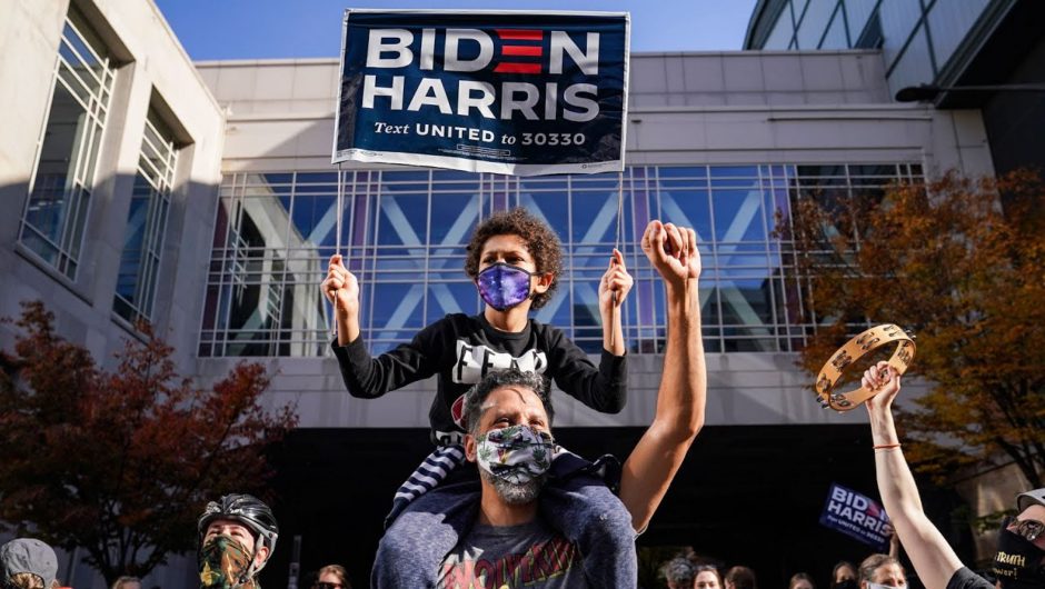 Biden supporters celebrate in Philadelphia's streets moments after presidential victory