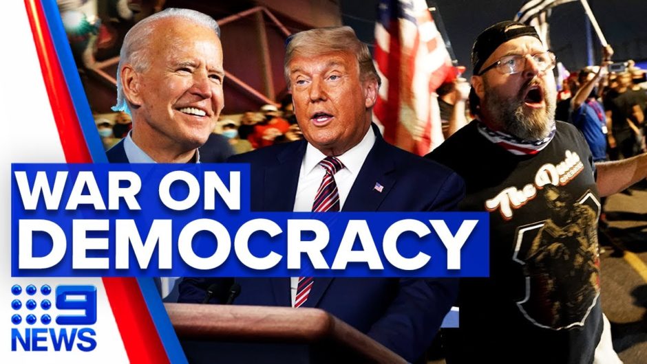 Protests escalate as Trump launches election attack | 9 News Australia