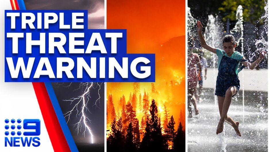 Triple thunderstorm, heat wave, fire weather warning in Queensland | 9 News Australia