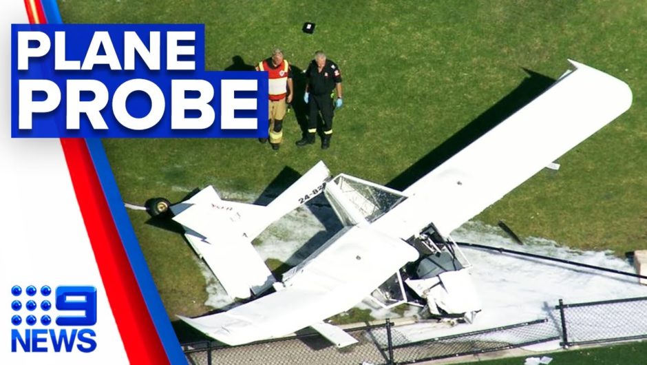 Investigation underway after plane crashes into soccer field | 9 News Australia