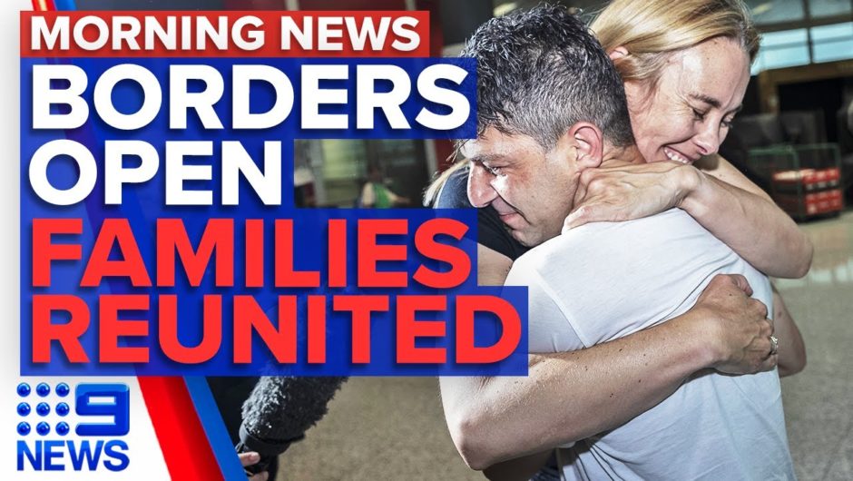 Families, friends reunited as NSW-Victoria flights resume; QLD dam crash | 9 News Australia
