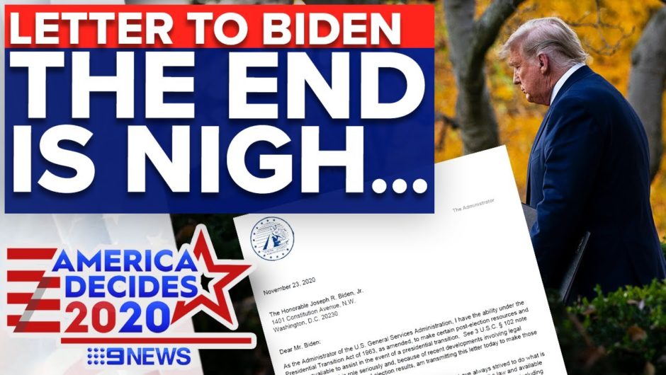 Trump official sends transition letter to Biden | 9News Australia