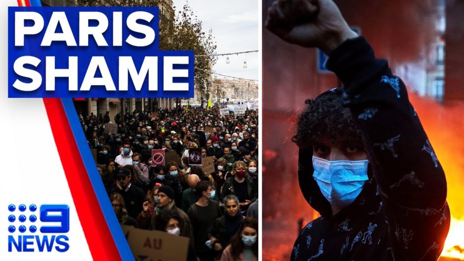 Protestors go head-to-head with police in Paris | 9 News Australia