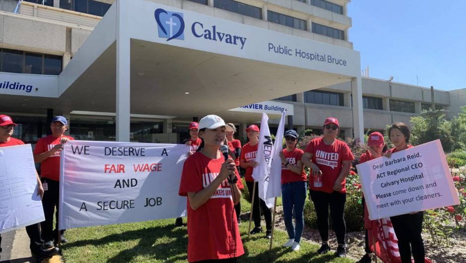 Calvary Hospital cleaners resume strike after pay negotiations break down | The Canberra Times