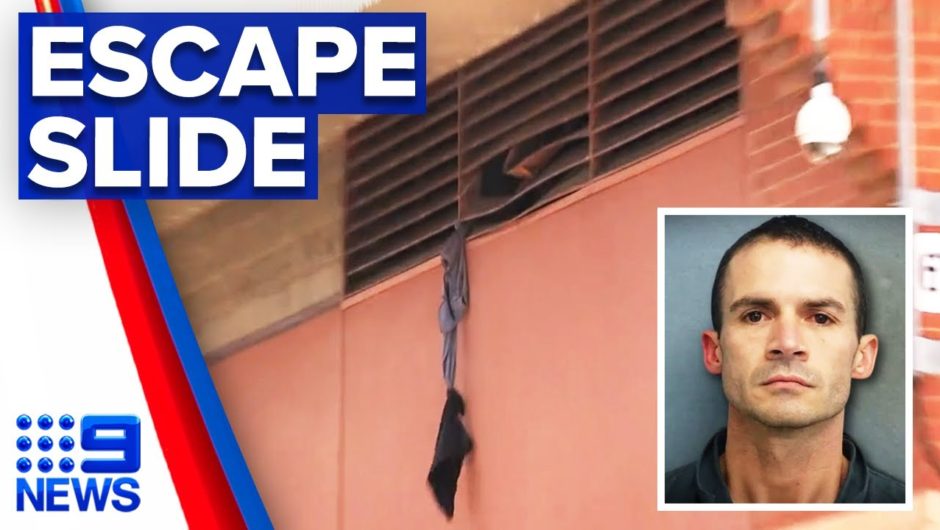 Security video shows fugitives escape from prison | 9 News Australia