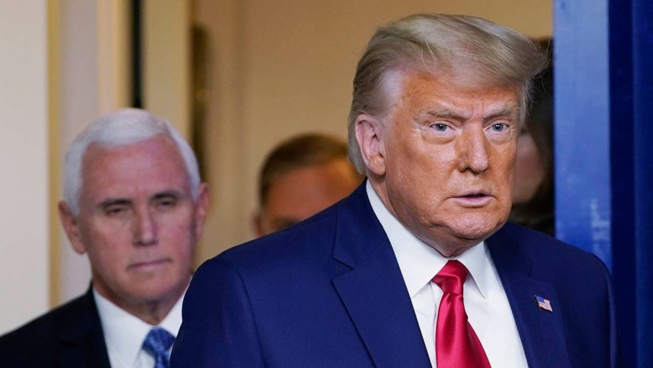 Donald Trump leaves reporters baffled with impromptu, one minute press conference on Dow Jones