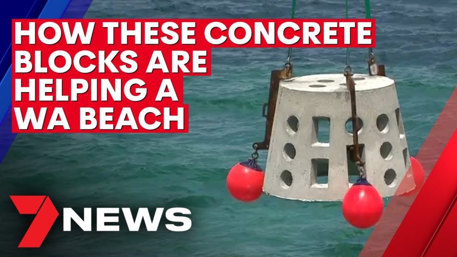 The concrete blocks building an artificial reef at a Perth beach | 7NEWS