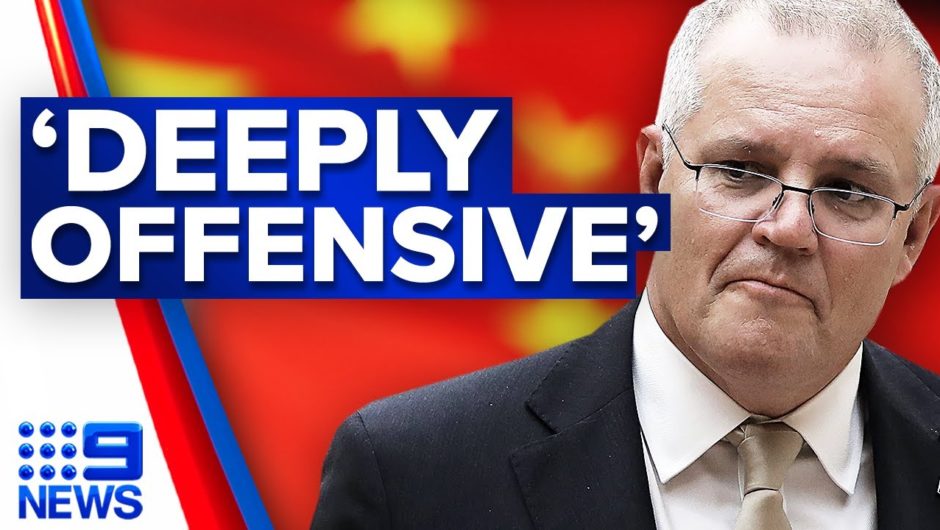 Chinese government posts fake disturbing image of ADF | 9 News Australia