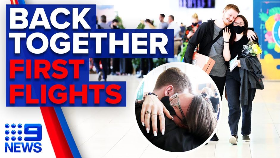 Queensland border opens up, loved ones reunite in Adelaide | 9 News Australia