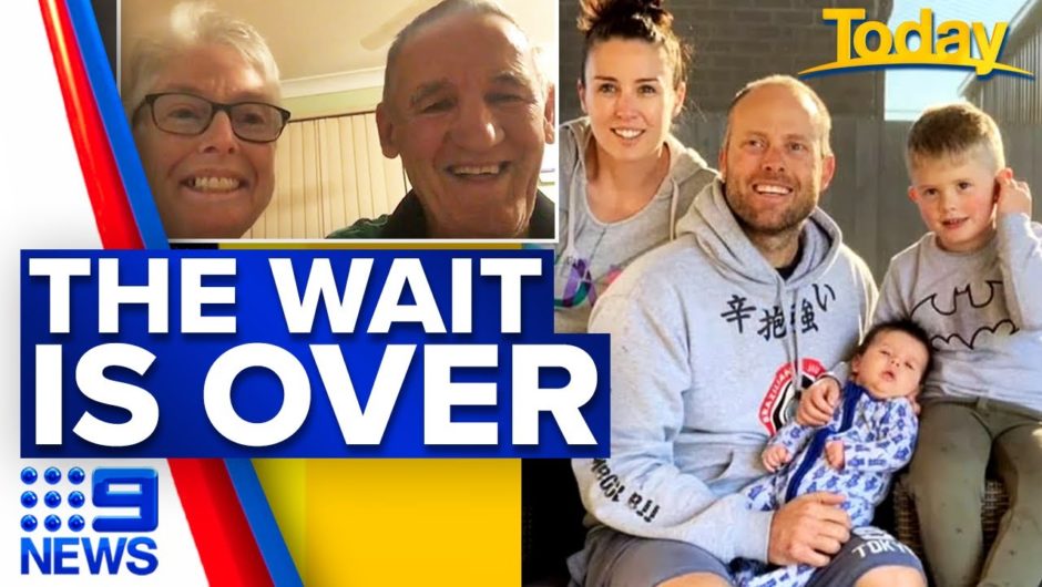 Coronavirus: Eight-month-old born in lockdown to finally meet grandparents | 9 News Australia