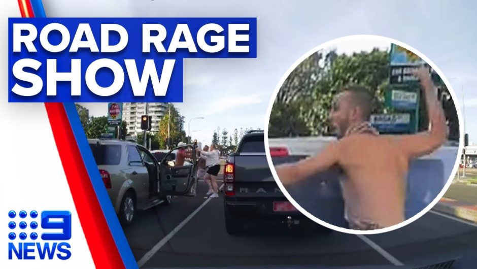 Dash cam captures amusing road rage attack | 9 News Australia