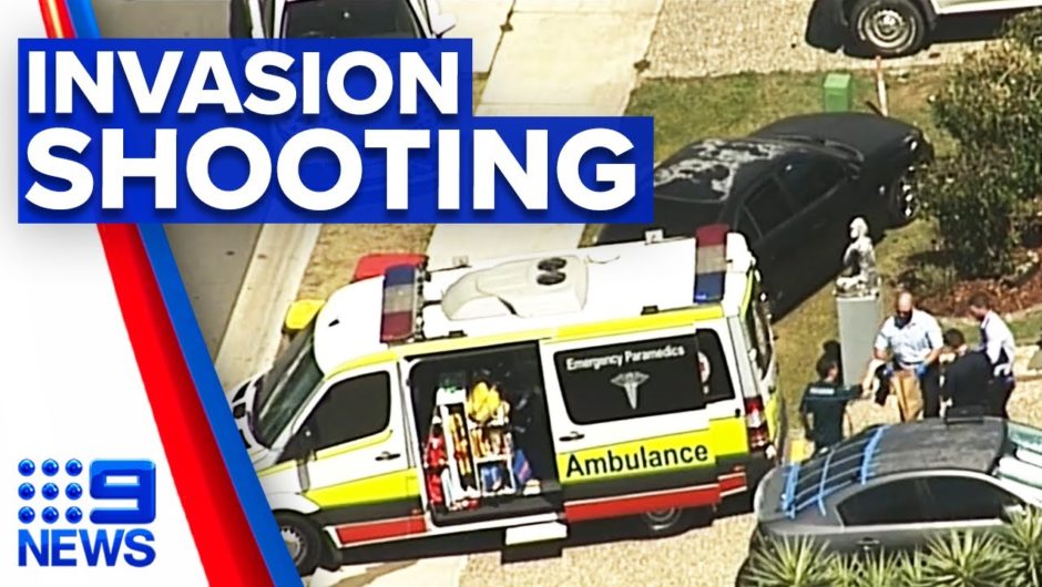 Woman shot in front of children during home invasion | 9 News Australia