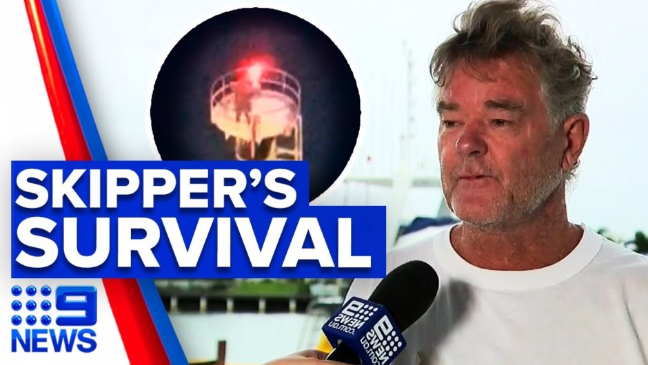 Man clings to ocean beacon for three hours before rescue | 9 News Australia