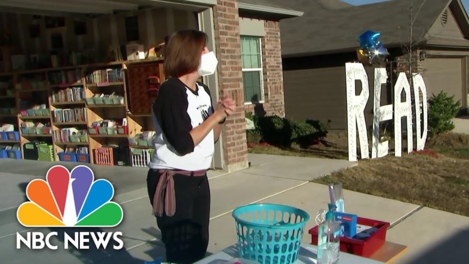 Teacher Turns Garage Into Library For Students Learning From Home | NBC Nightly News