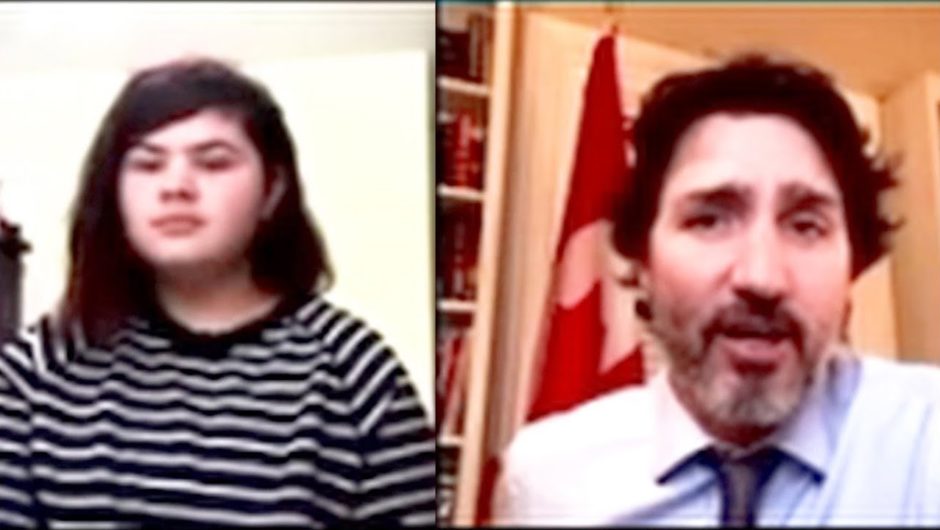 Justin Trudeau takes questions from an Edmonton Grade 6 class