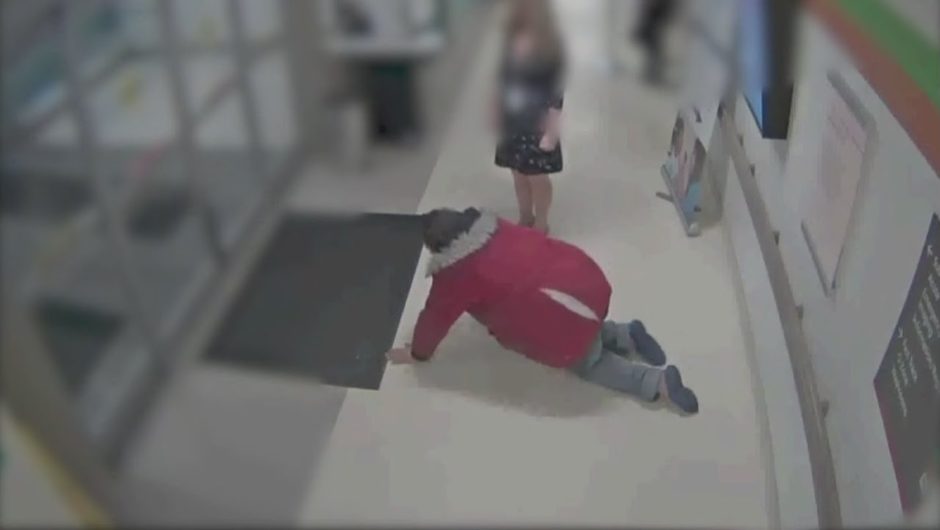 He went to the hospital for help. He left on his hands and knees.