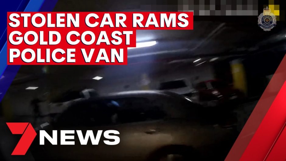 Stolen car rams police van on the Gold Coast | 7NEWS