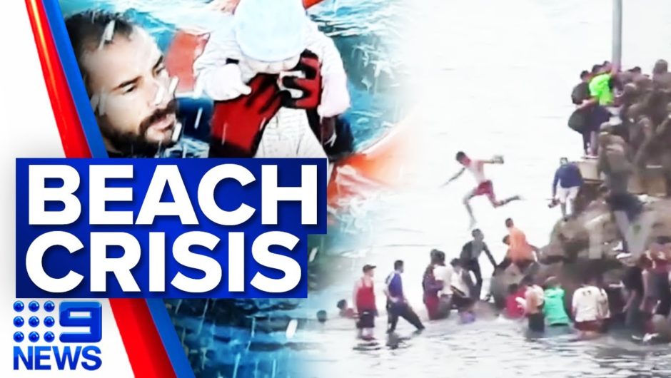 Thousands of migrants swim from Morocco to Ceuta | 9 News Australia