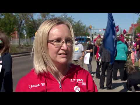 Nurses hold rallies across Alberta to protest against proposed wage cuts