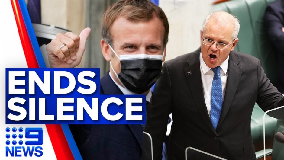 Morrison and Macron finally discuss scrapped submarine deal | 9 News Australia