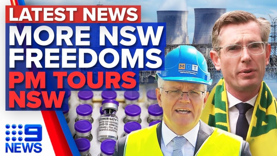 More restrictions ease in NSW, PM talks climate policy, vaccines for kids on tour | 9 News Australia