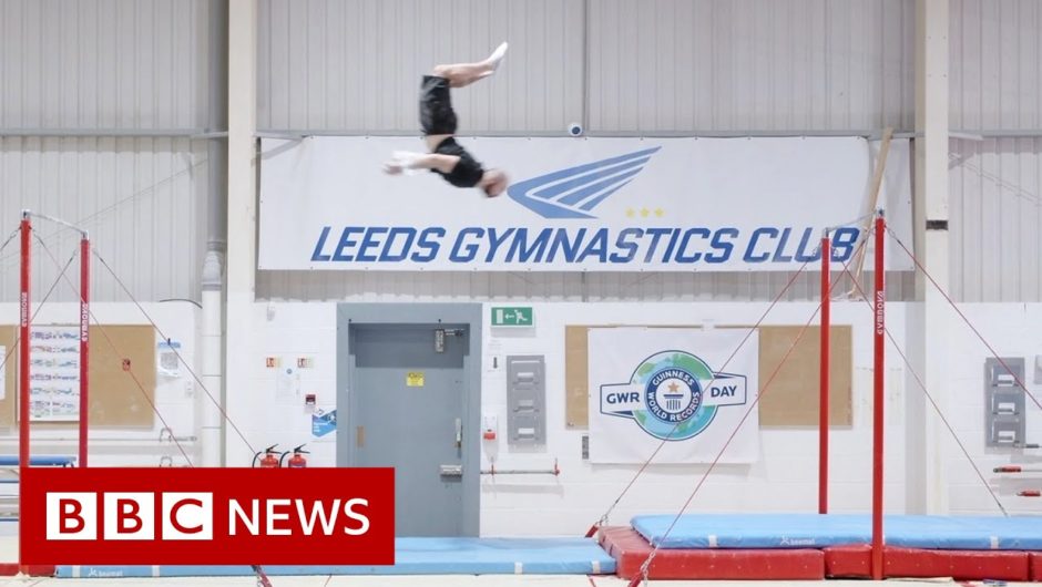 Gymnast breaks Guinness World Record backflip record – BBC News