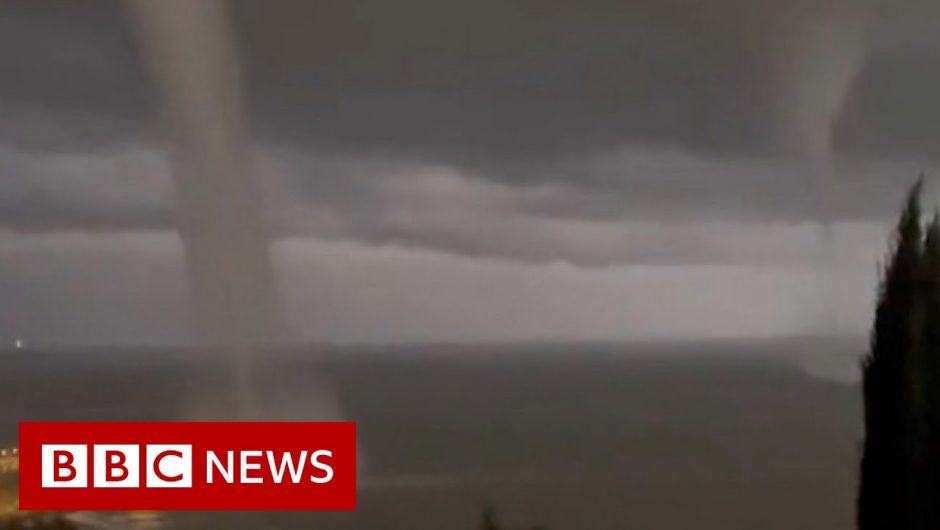 Tornado-like funnels form off coast of Sicily  – BBC News